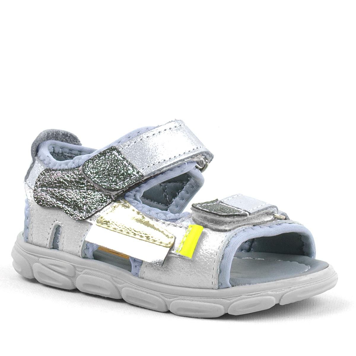 Rakerplus Genuine Leather Silver Grey Shiny Kids' Sandals - 1