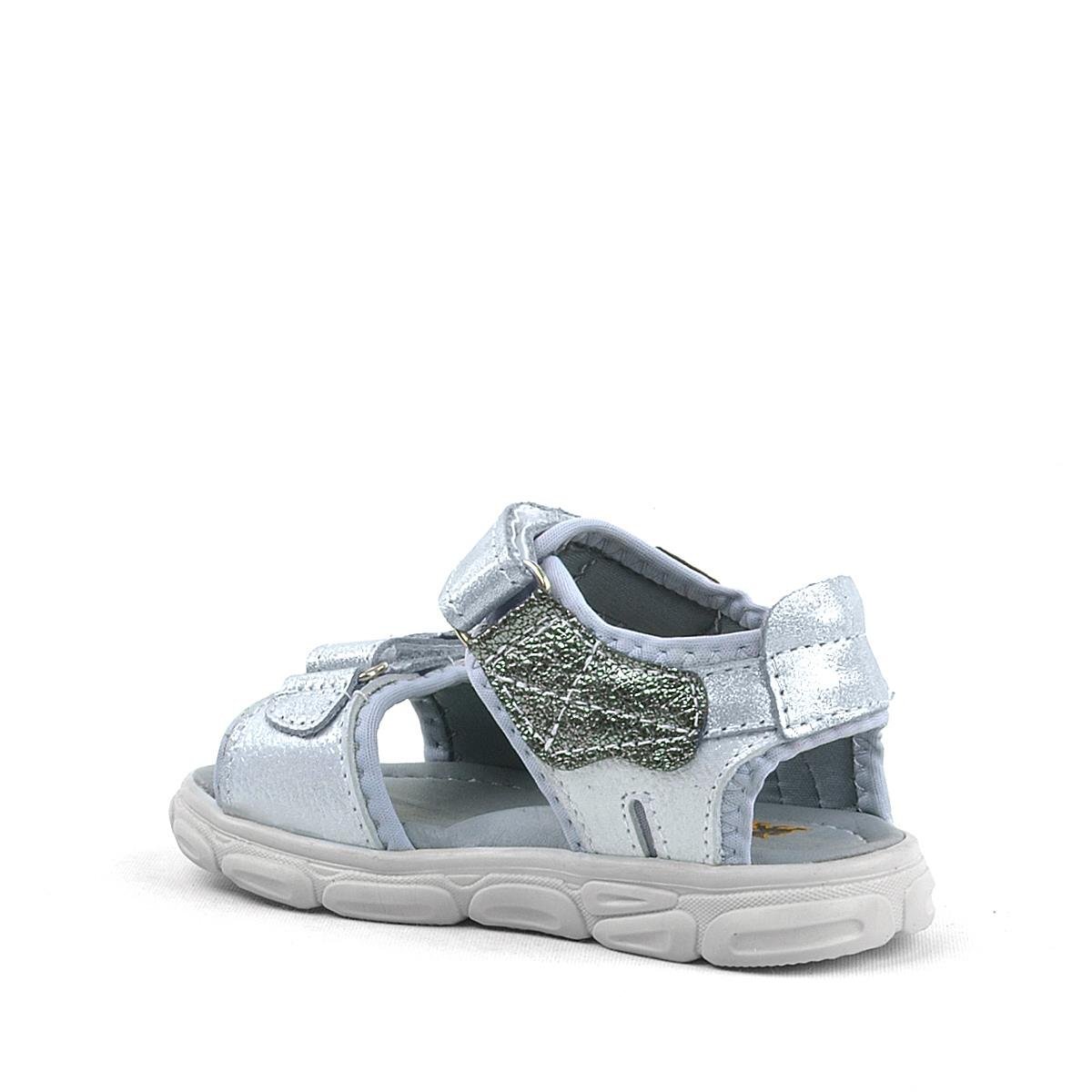 Rakerplus Genuine Leather Silver Grey Shiny Kids' Sandals - 3