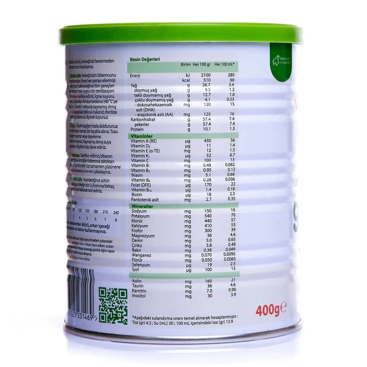 Golden Goat 1 Keçi Sütlü Bebek Sütü 0-6 Ay 400 Gr - 3