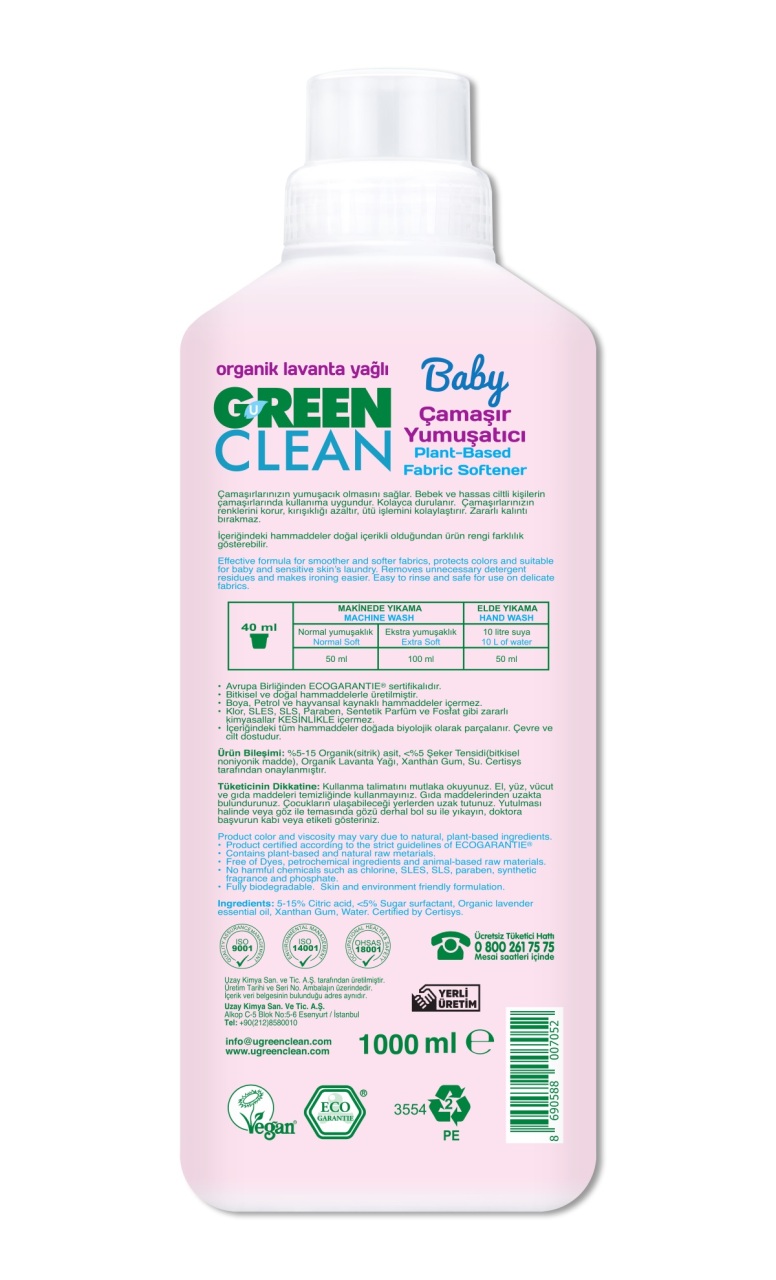 Green Clean Baby Bitkisel Çamaşır Yumuşatıcı 1000 ml - 2
