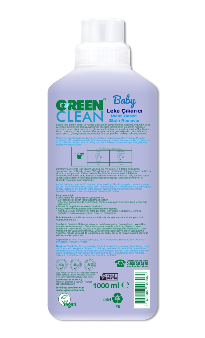 Green Clean Baby Bitkisel Leke Çıkarıcı 1000 ml - 2