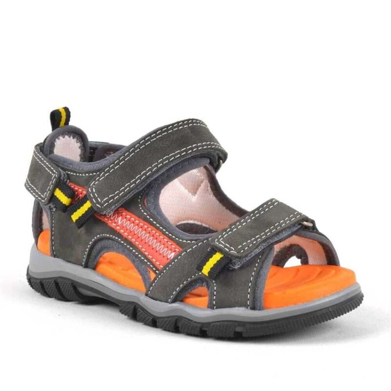 Hakiki Deri Gri Cırtlı Erkek Çocuk Outdoor Sandalet - 1