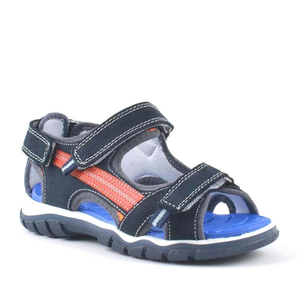 Hakiki Deri Lacivert Cırtlı Erkek Çocuk Outdoor Sandalet - 1