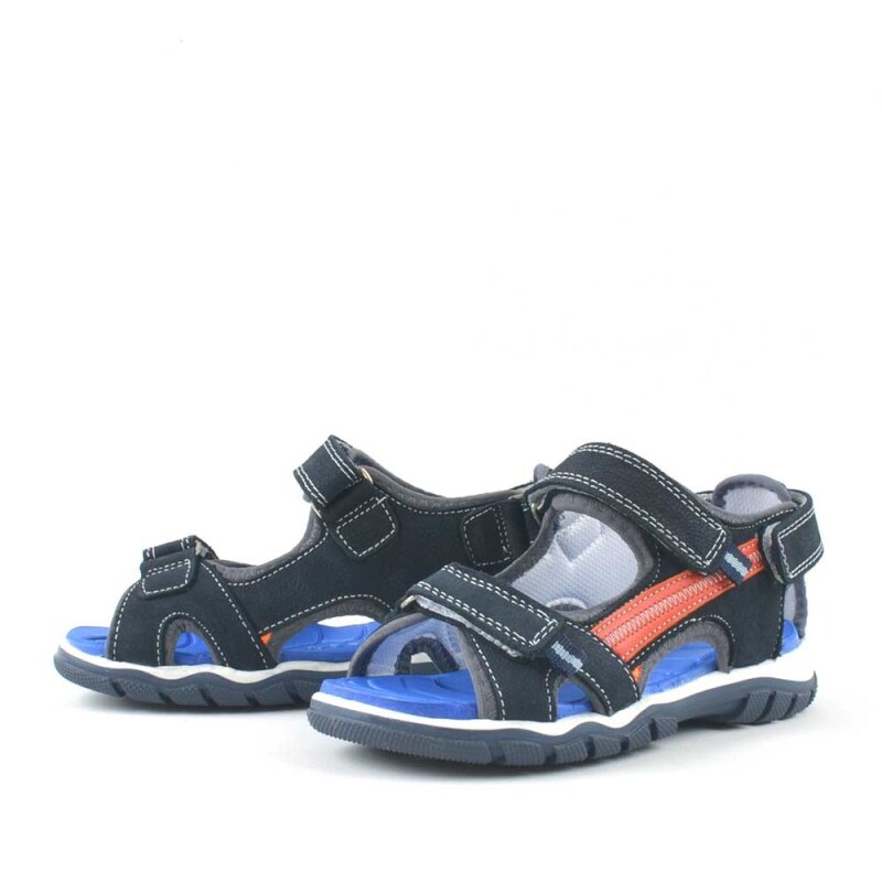 Hakiki Deri Lacivert Cırtlı Erkek Çocuk Outdoor Sandalet - 3