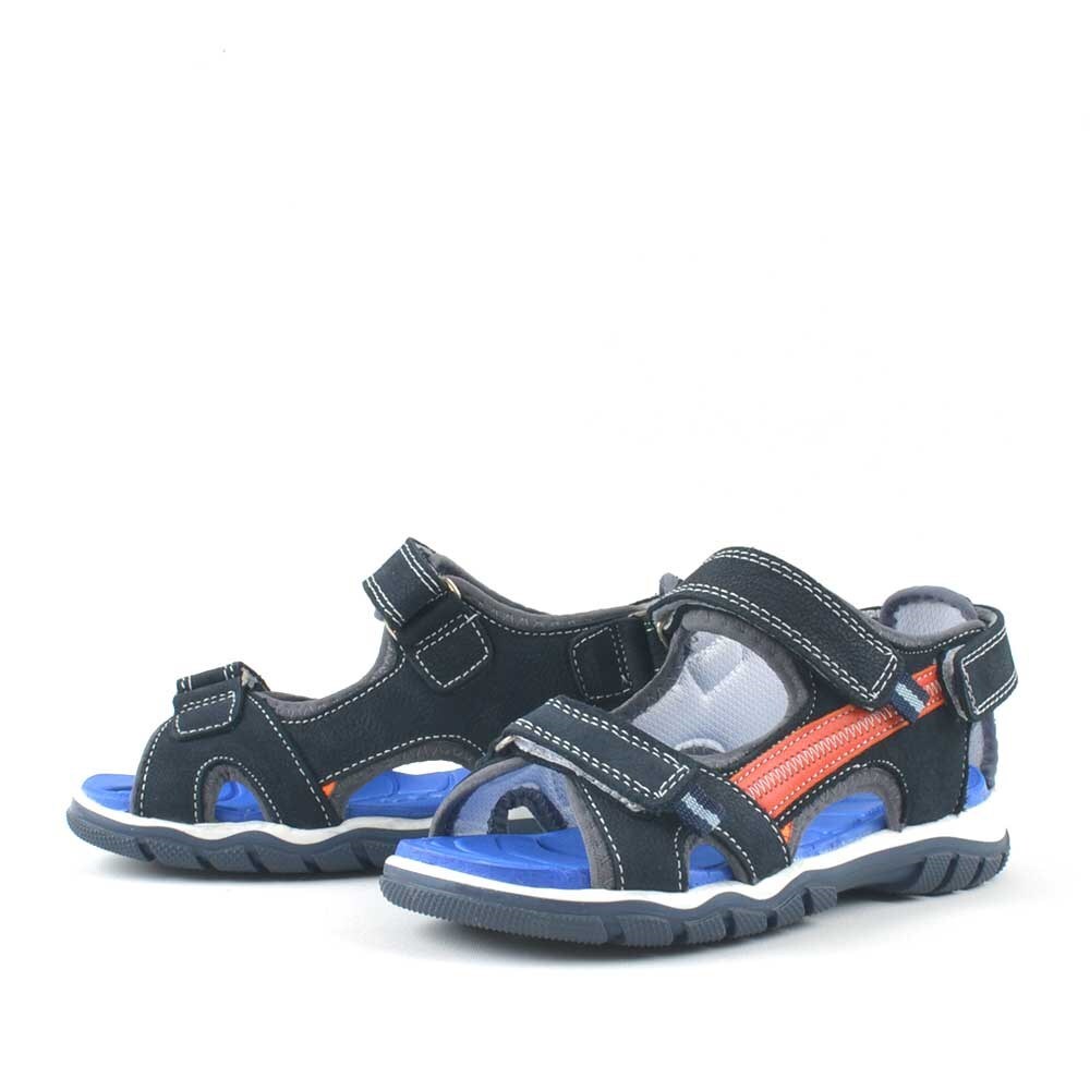 Hakiki Deri Lacivert Cırtlı Erkek Çocuk Outdoor Sandalet - 3