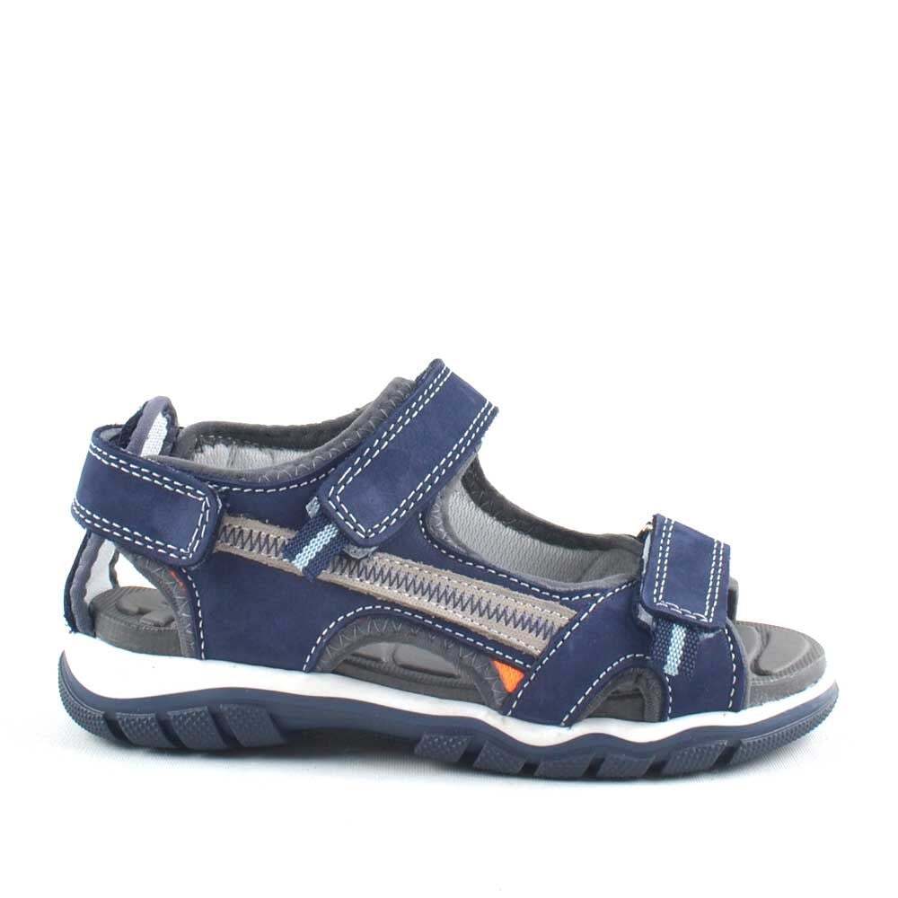 Hakiki Deri Lacivert Cırtlı Erkek Çocuk Outdoor Sandalet - 2