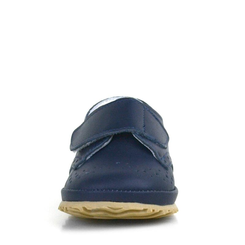 حذاء أطفال من الجلد الطبيعي بشريط فيلكرو أزرق داكن - 5