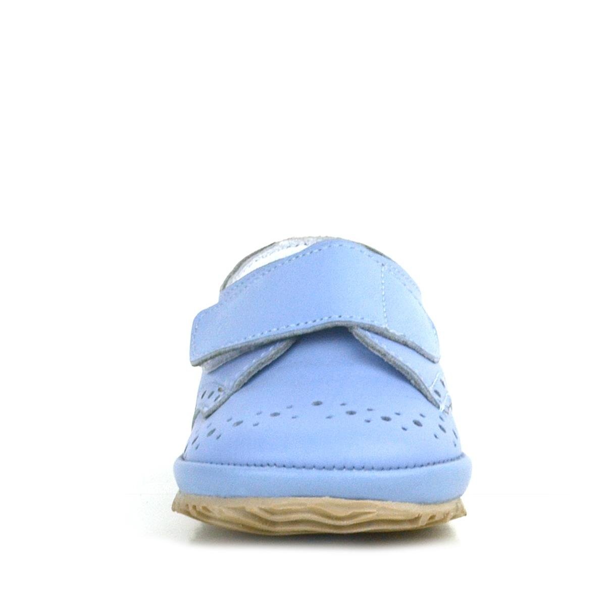 حذاء أطفال من الجلد الطبيعي بشريط فيلكرو أزرق - 4