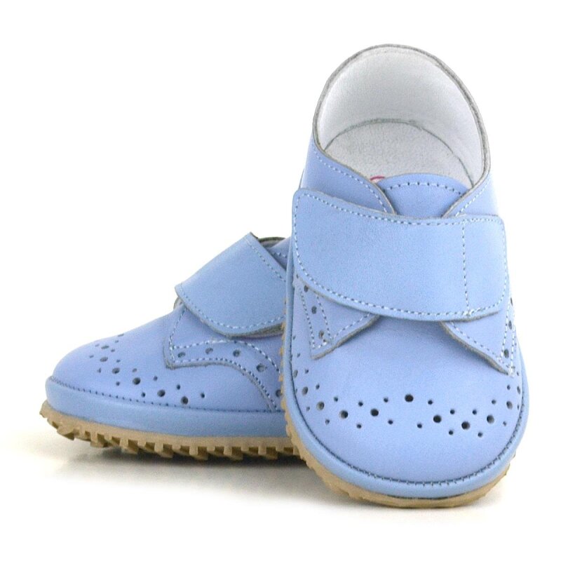 حذاء أطفال من الجلد الطبيعي بشريط فيلكرو أزرق - 7