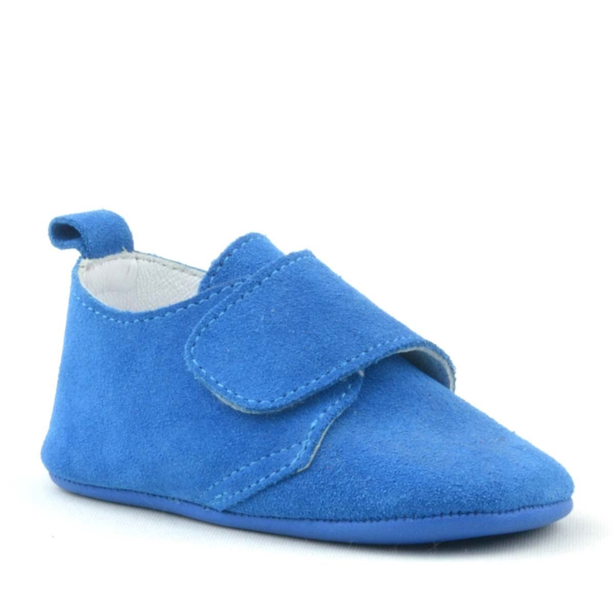 حذاء بوبا للأطفال من الجلد الطبيعي باللون الأزرق مع شريط فيلكرو - 2