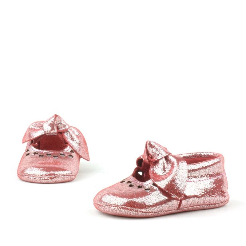 حذاء كوكو للأطفال مصنوع من الجلد الطبيعي ومرن مع فيونكة حمراء - 4