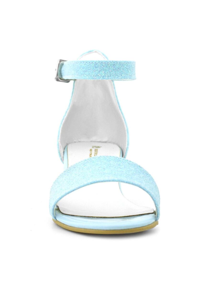 حذاء ليلو أزرق لامع بحزام واحد للبنات بكعب عالٍ للسهرات - 4