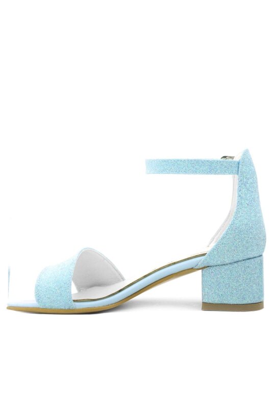 حذاء ليلو أزرق لامع بحزام واحد للبنات بكعب عالٍ للسهرات - 5