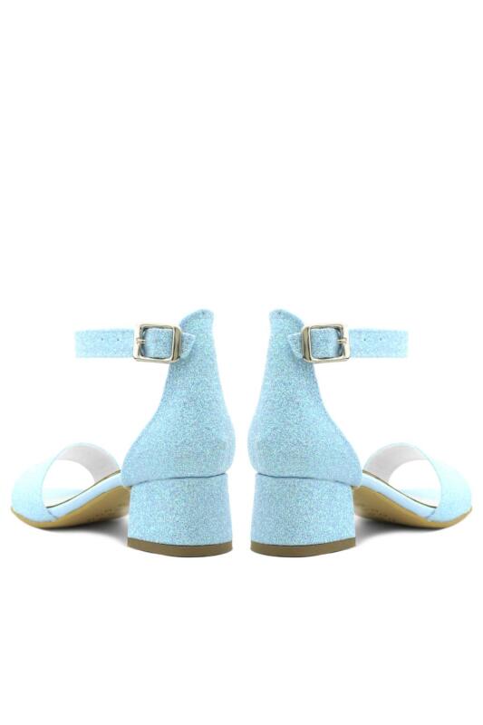 حذاء ليلو أزرق لامع بحزام واحد للبنات بكعب عالٍ للسهرات - 9