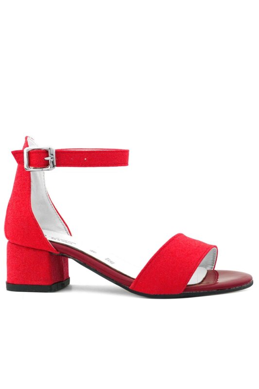 حذاء ليلو الأحمر اللامع ذو الحزام الواحد للبنات بكعب عالٍ للسهرات - hapshoe kids