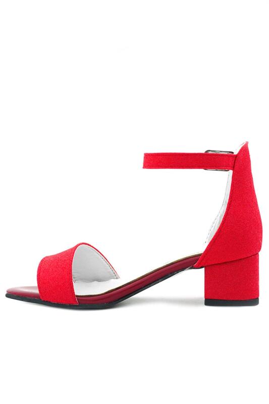 حذاء ليلو الأحمر اللامع ذو الحزام الواحد للبنات بكعب عالٍ للسهرات - 4