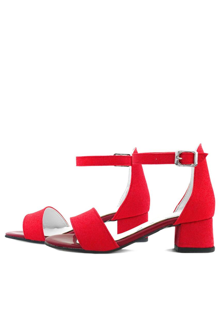 حذاء ليلو الأحمر اللامع ذو الحزام الواحد للبنات بكعب عالٍ للسهرات - 5