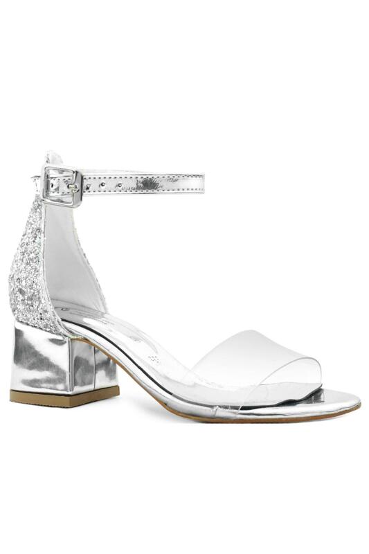 حذاء لويزا فضي شفاف بحزام واحد للفتيات في المساء - 2