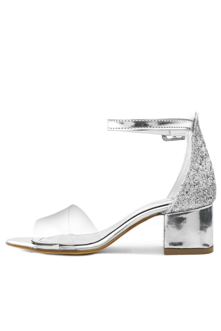 حذاء لويزا فضي شفاف بحزام واحد للفتيات في المساء - 5