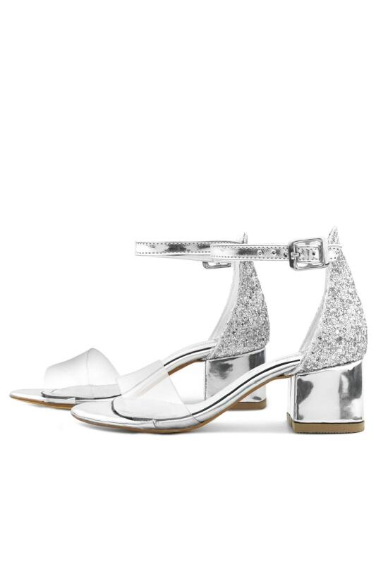 حذاء لويزا فضي شفاف بحزام واحد للفتيات في المساء - 6