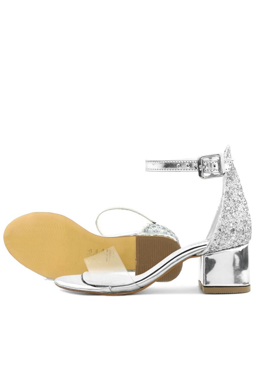 حذاء لويزا فضي شفاف بحزام واحد للفتيات في المساء - 7