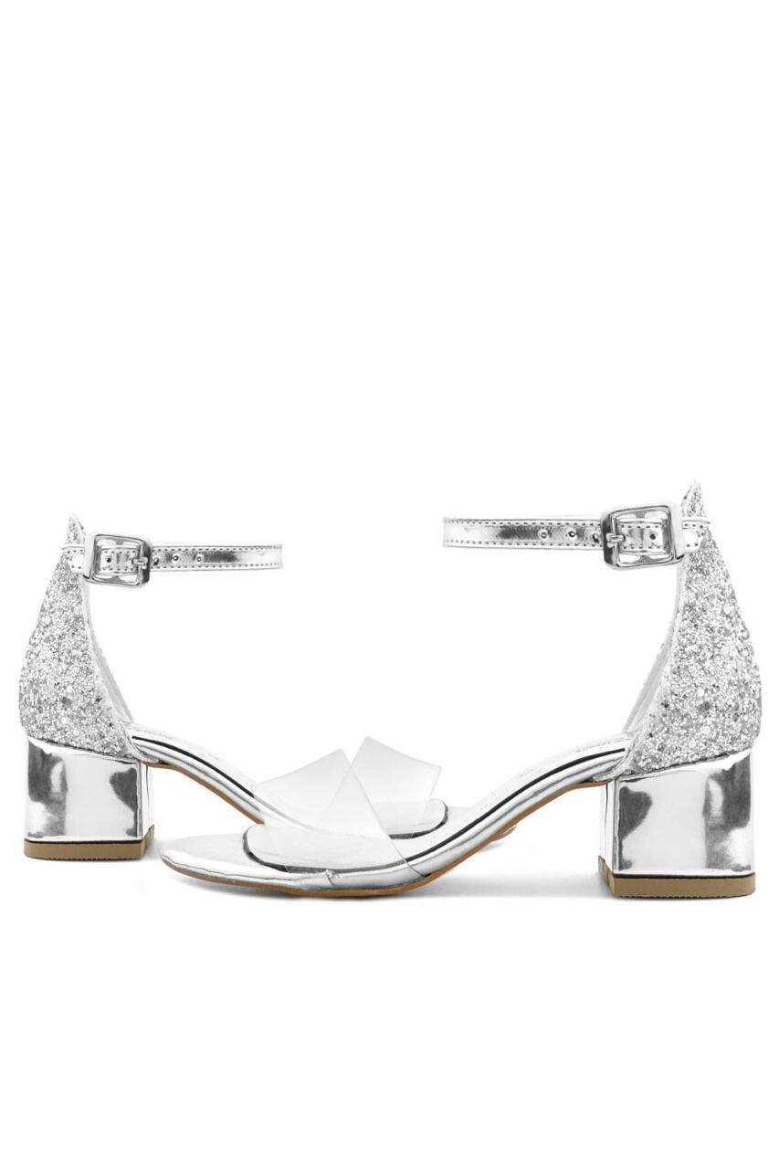 حذاء لويزا فضي شفاف بحزام واحد للفتيات في المساء - 8