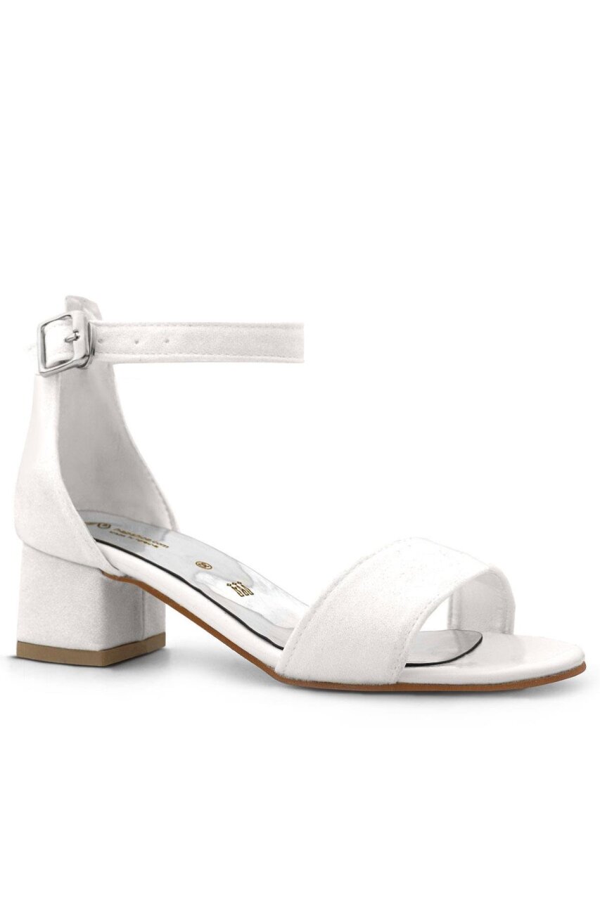 حذاء ليلو أبيض لامع بحزام واحد للبنات بكعب عالٍ للسهرات - 2