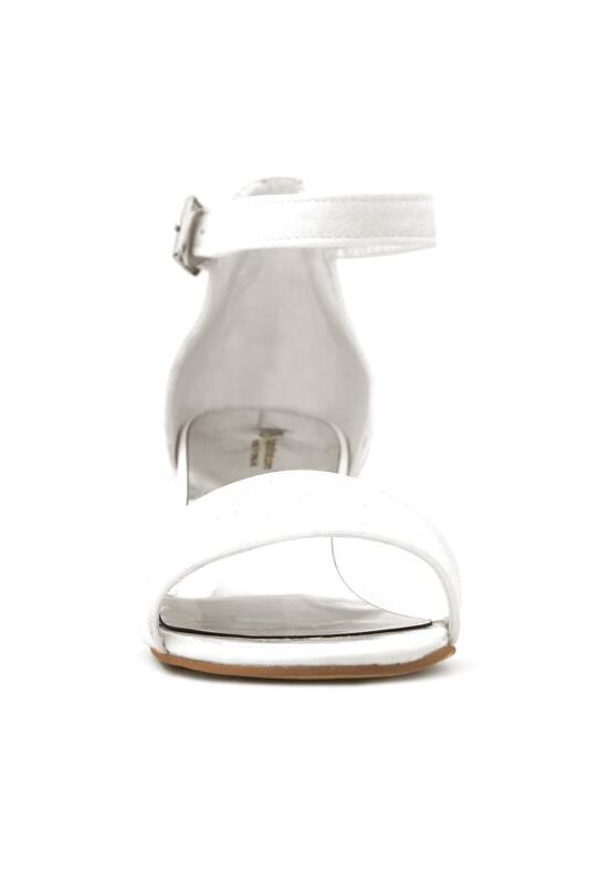 حذاء ليلو أبيض لامع بحزام واحد للبنات بكعب عالٍ للسهرات - 4