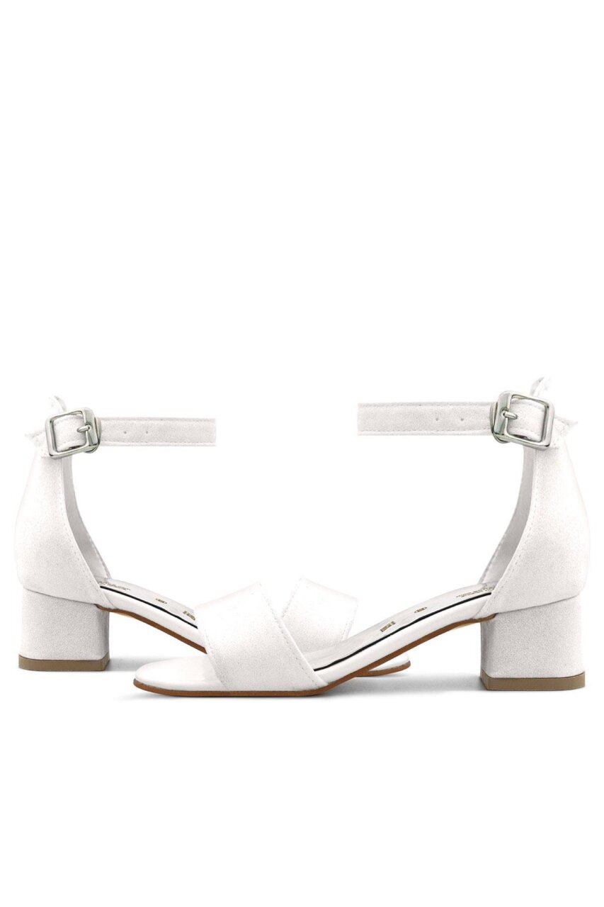 حذاء ليلو أبيض لامع بحزام واحد للبنات بكعب عالٍ للسهرات - 8