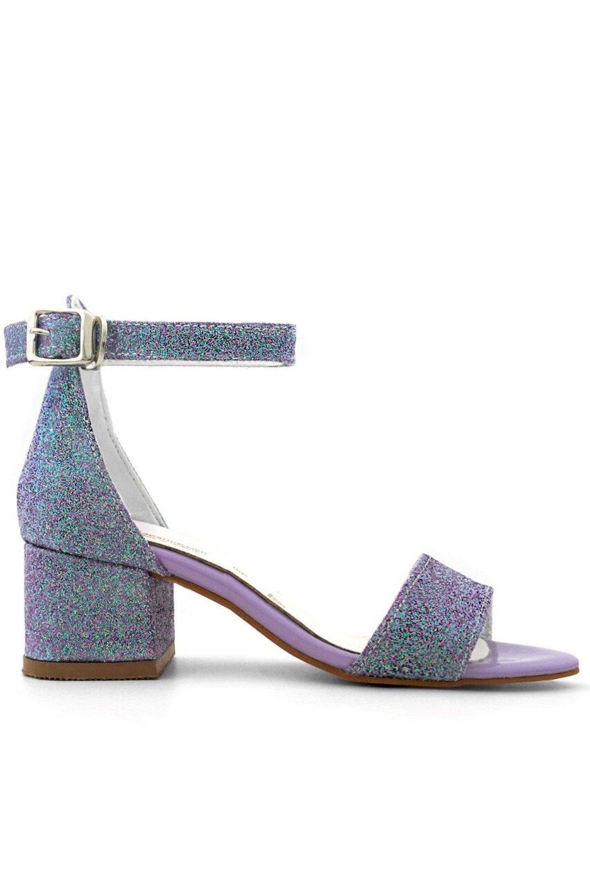 حذاء ليلو أرجواني لامع بحزام واحد للبنات بكعب عالٍ للسهرات - 3