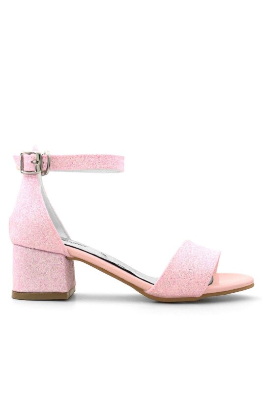 حذاء ليلو الوردي اللامع ذو الحزام الواحد للبنات بكعب عالٍ في المساء - 3