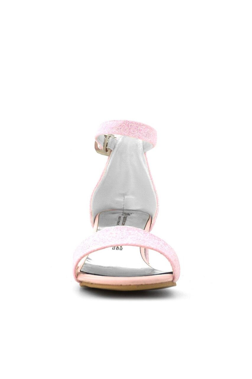 حذاء ليلو الوردي اللامع ذو الحزام الواحد للبنات بكعب عالٍ في المساء - 4