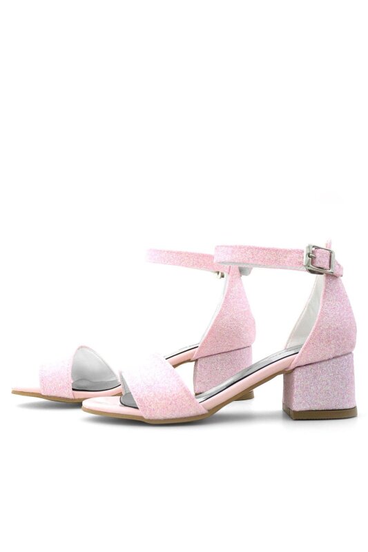 حذاء ليلو الوردي اللامع ذو الحزام الواحد للبنات بكعب عالٍ في المساء - 6