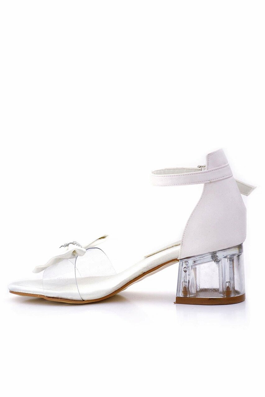 حذاء جيسي بيرل ساتان ريبون للبنات بكعب عالٍ - 4