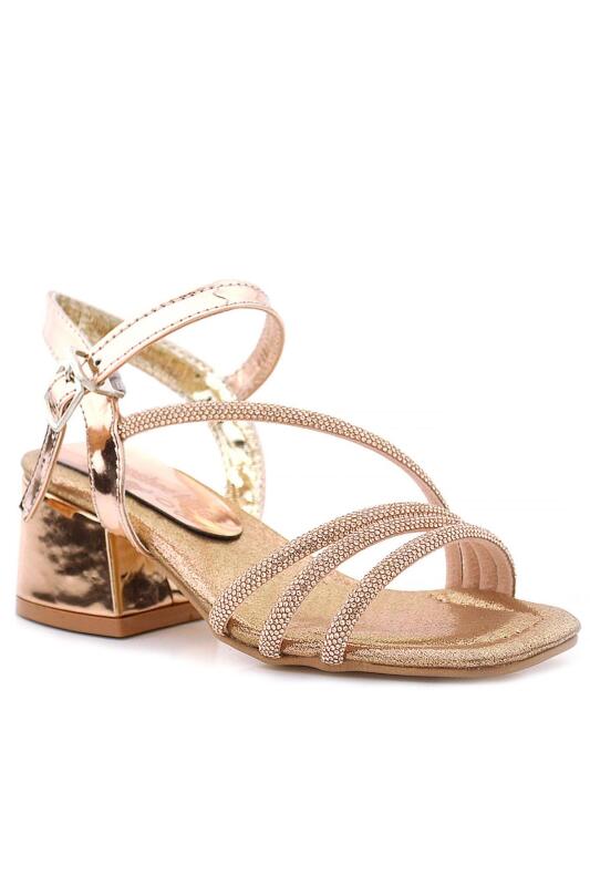 حذاء موانا النحاسي المزين بأحجار الكعب العالي للفتيات المسائيات - hapshoe kids