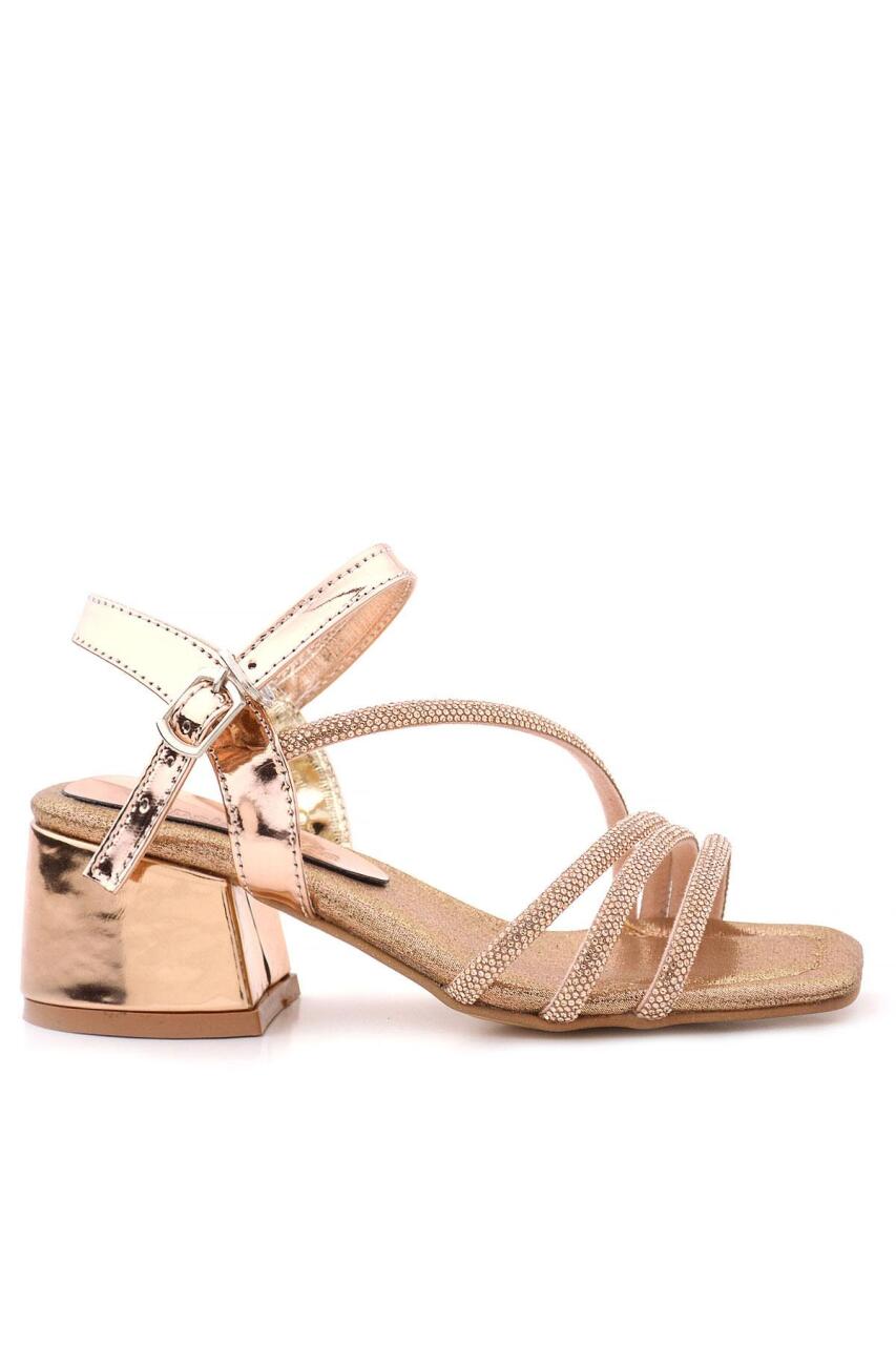 حذاء موانا النحاسي المزين بأحجار الكعب العالي للفتيات المسائيات - 2