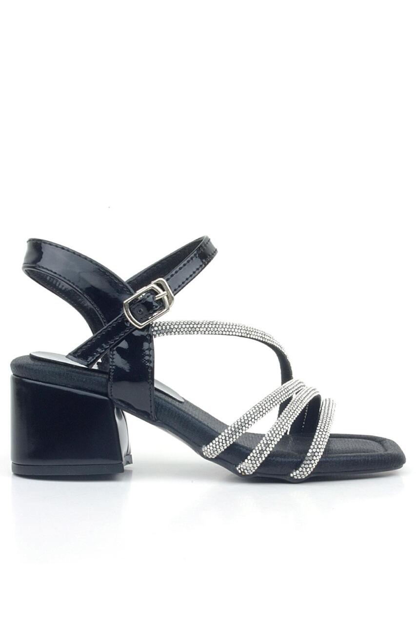 حذاء موانا الأسود المزين بالأحجار للفتيات بكعب عالٍ للسهرات - 2