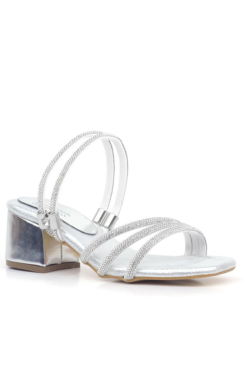 نعال جودي سيلفر ستون للبنات بكعب عالٍ - 2