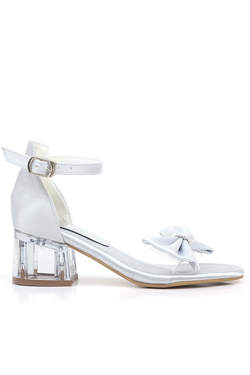 حذاء جيسي سيلفر ساتان ريبون للبنات بكعب عالٍ - 2