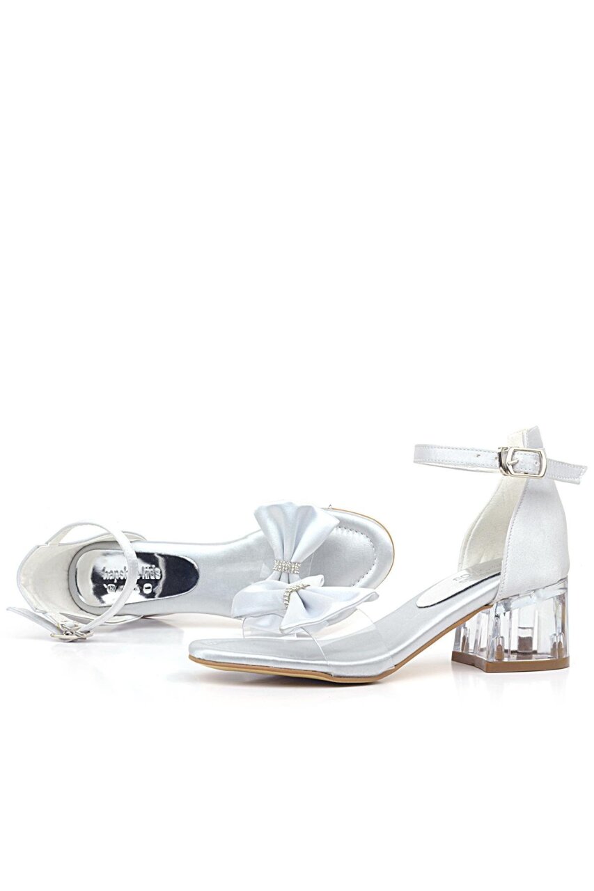 حذاء جيسي سيلفر ساتان ريبون للبنات بكعب عالٍ - 6