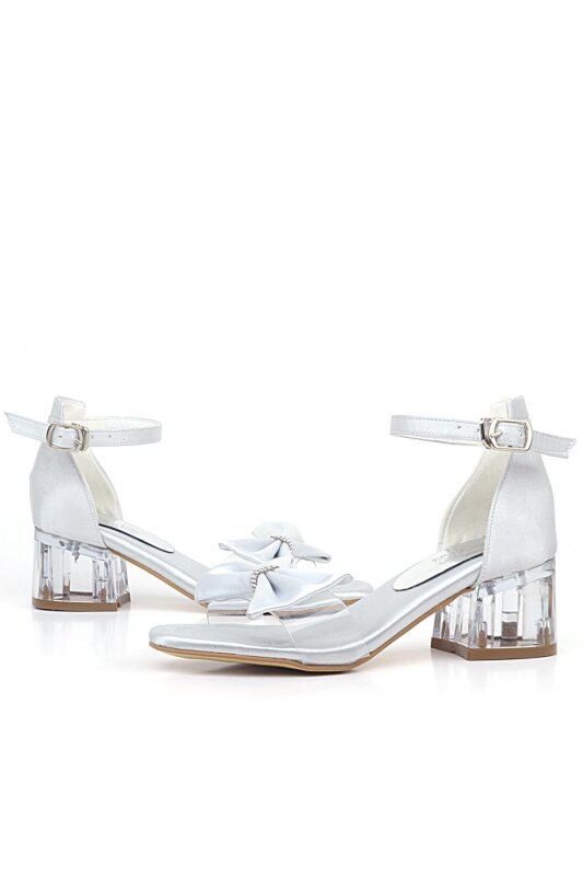 حذاء جيسي سيلفر ساتان ريبون للبنات بكعب عالٍ - 7