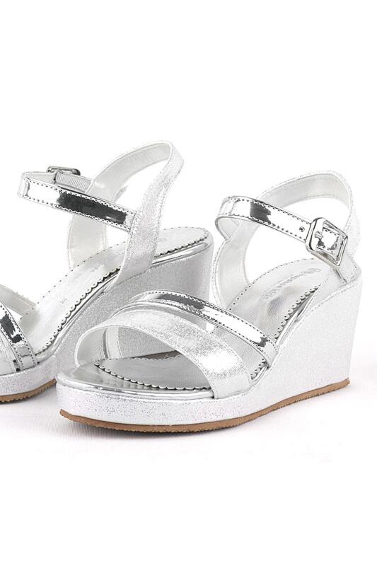 حذاء أورورا سيلفر بكعب إسفيني للبنات - 6