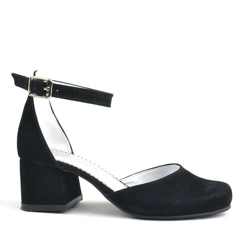 حذاء ميريدا ذو الكعب العالي من الجلد المدبوغ الأسود للبنات - 3