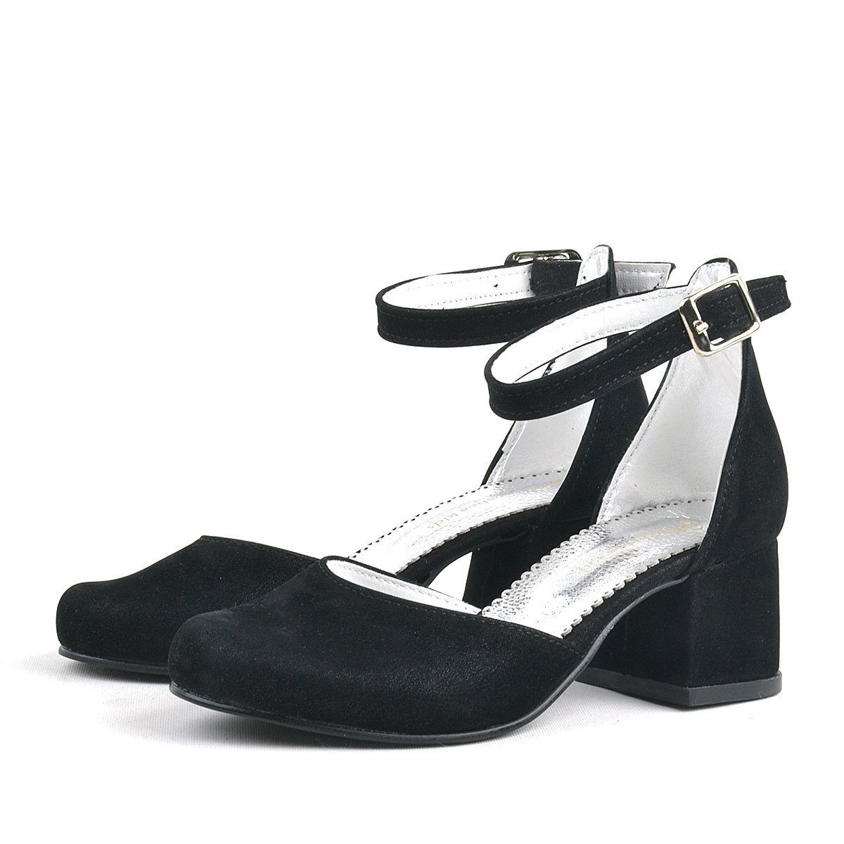 حذاء ميريدا ذو الكعب العالي من الجلد المدبوغ الأسود للبنات - 5