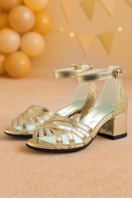 حذاء سهرة للبنات بكعب سميك من بيل جولد - hapshoe kids