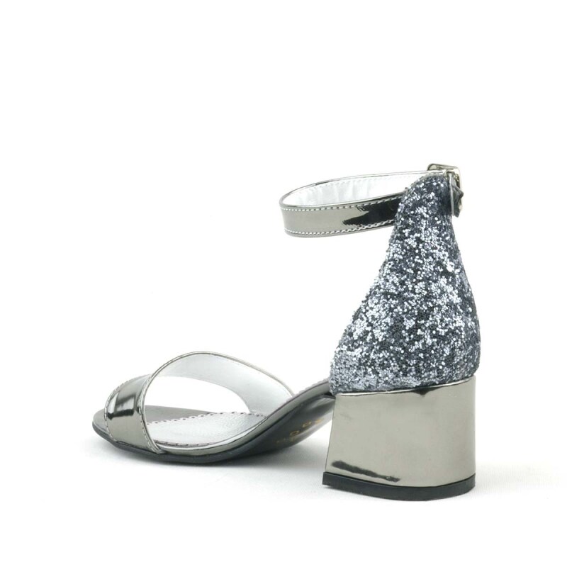 حذاء إلسا بلاتينيوم عاكس بكعب سميك للفتيات المسائيات - 4