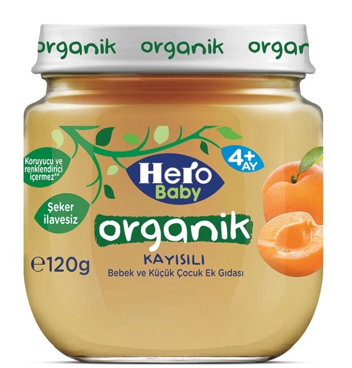 Hero Baby Organik Kayısı Kavanoz Mama 120 Gr - 1