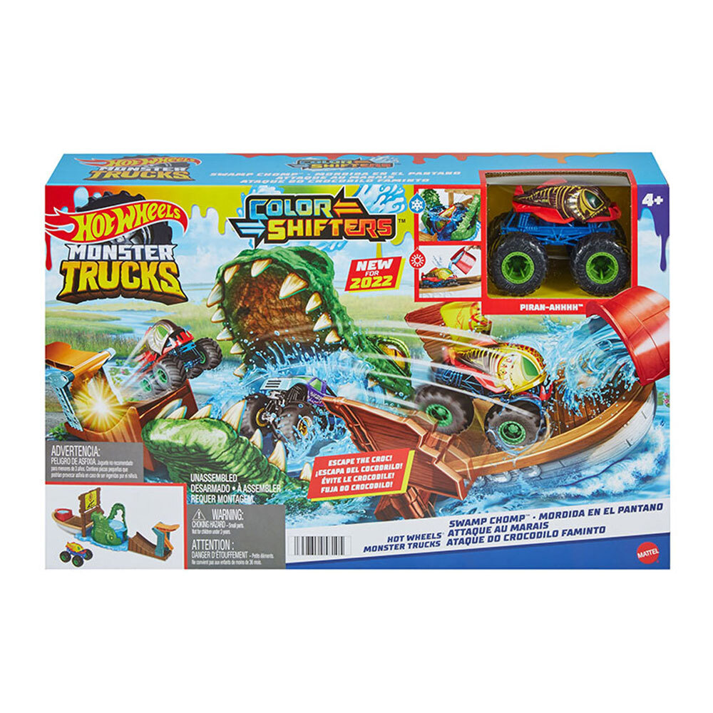 Hot Wheels Monster Trucks Renk Değiştiren Araçlar Timsahtan Kaçış Oyun Seti HGV14 - 1