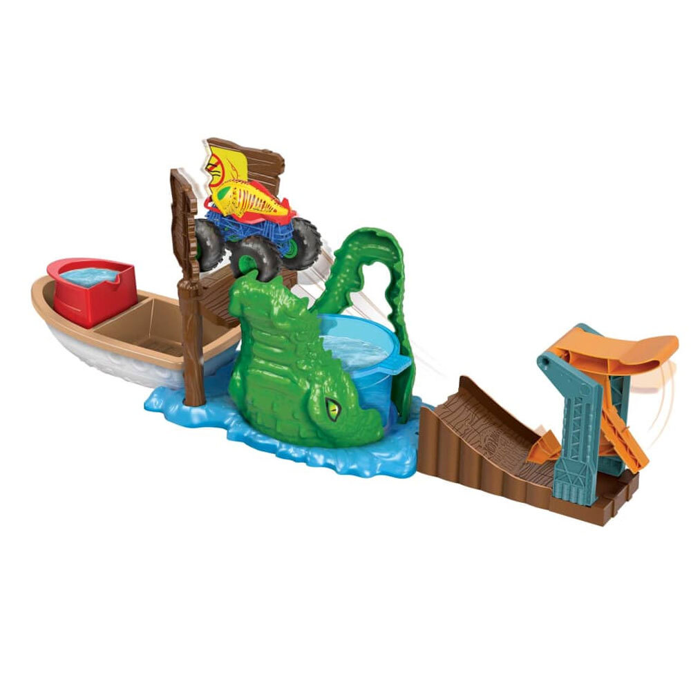 Hot Wheels Monster Trucks Renk Değiştiren Araçlar Timsahtan Kaçış Oyun Seti HGV14 - 3