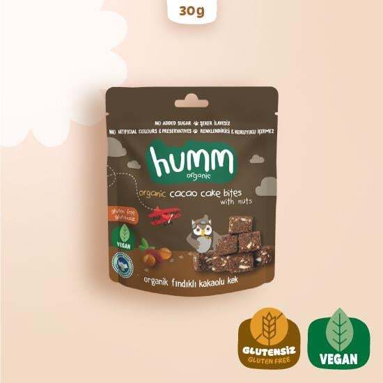 Humm Organik Fındıklı Kakaolu Vegan Kek 30 Gr - Humm